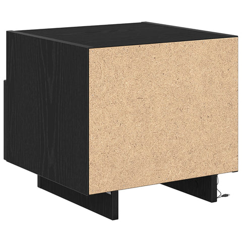 Nachttisch mit LED-Lichtern Schwarz Eiche 40x39x37 cm