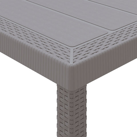 3-teilige Garten Essgruppe mit Kissen Helles Grau Poly-Rattan