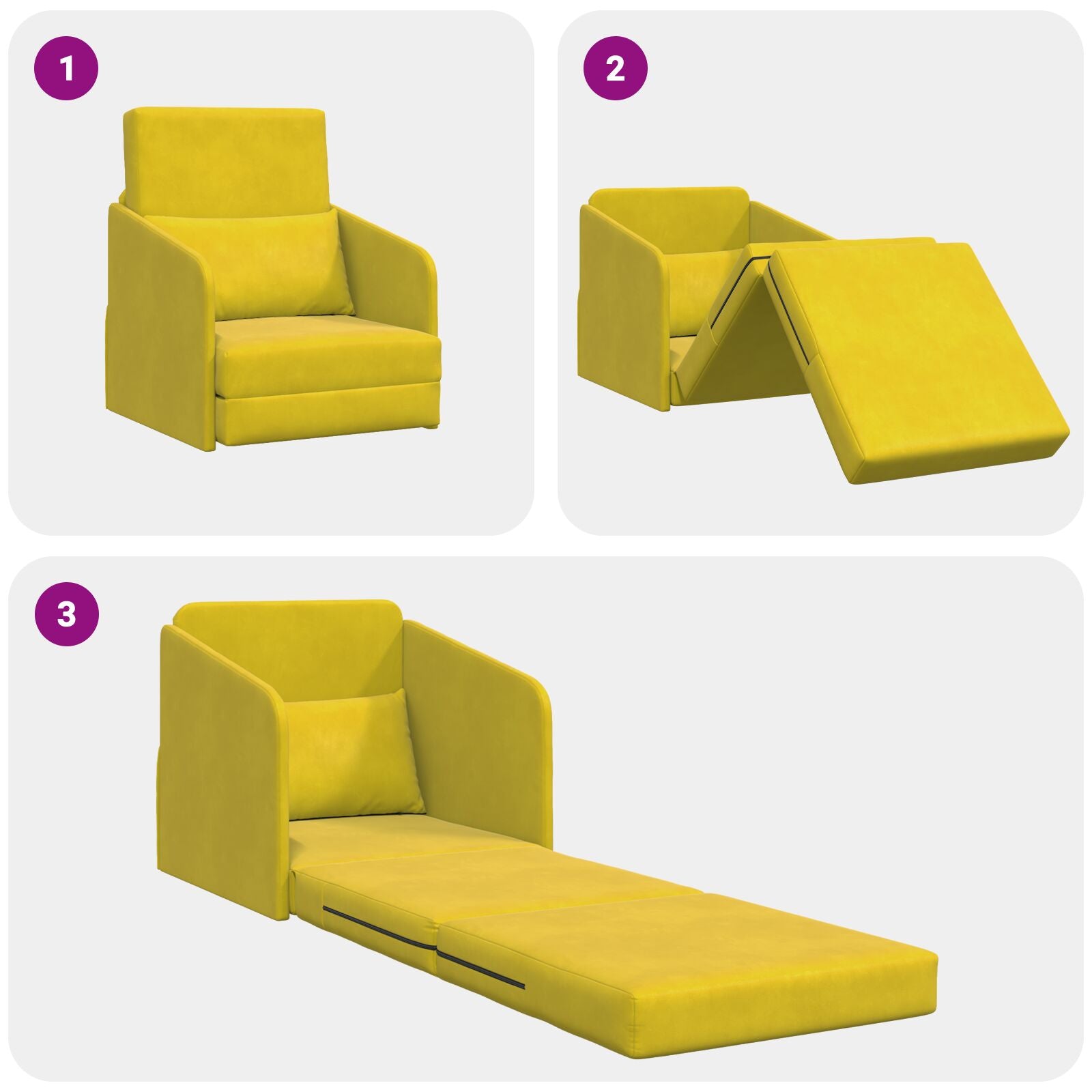 Boden Schlafsofa 2-in-1 Gelb 65x80x83 cm Samt