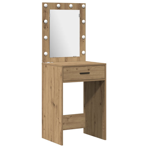 2-tlg. Schminktisch-Set mit LED-Leuchten Artisan Eiche