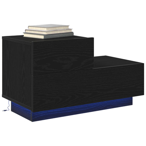 Nachttisch mit LED-Lichtern Schwarz Eiche 70 x 36 x 40,5 cm