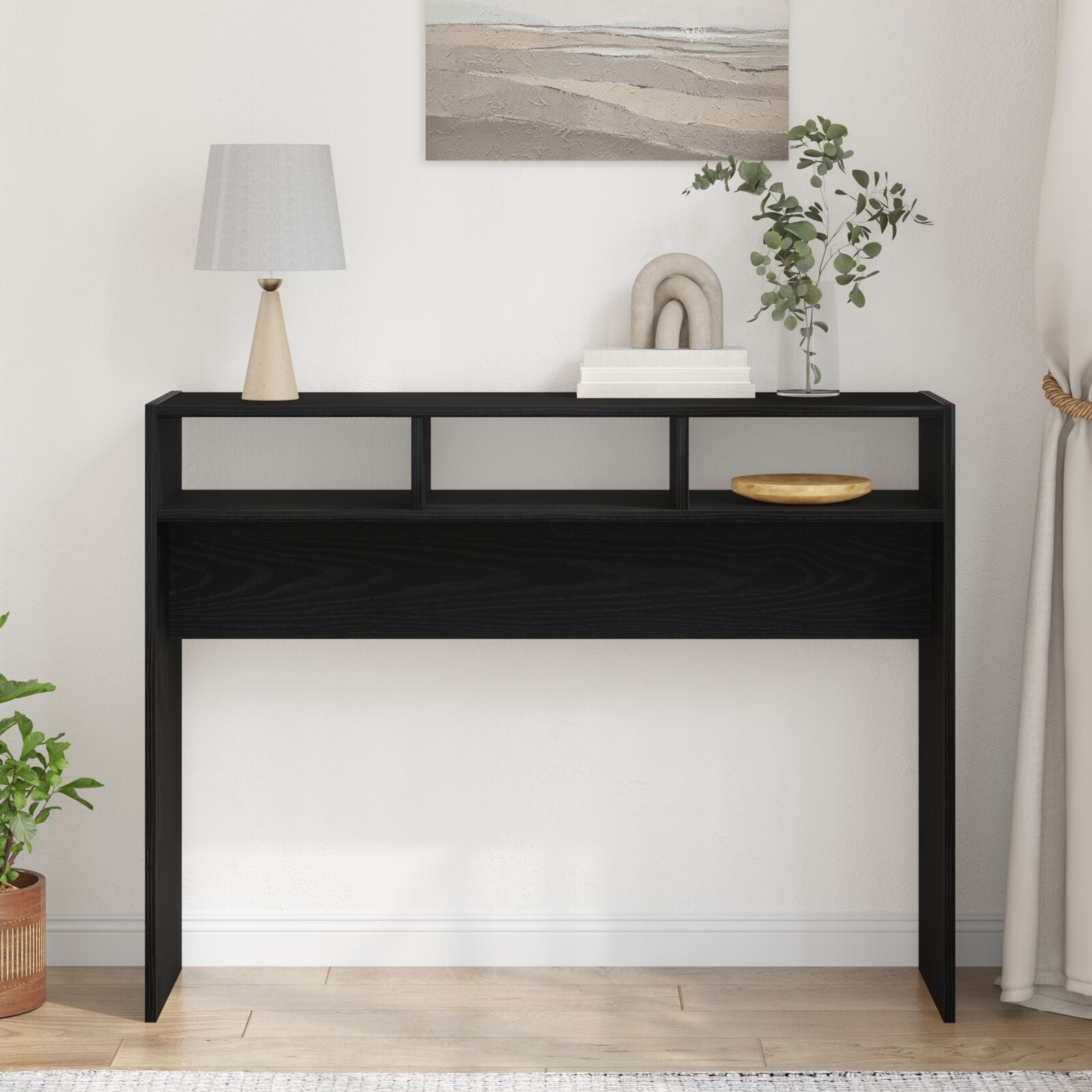 Konsolentisch Schwarz Eiche 105x30x80 cm