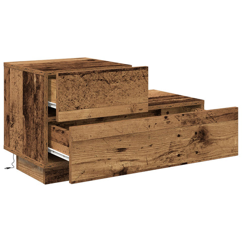Nachttisch mit LED-Lichtern Altholz 70 x 36 x 40,5 cm