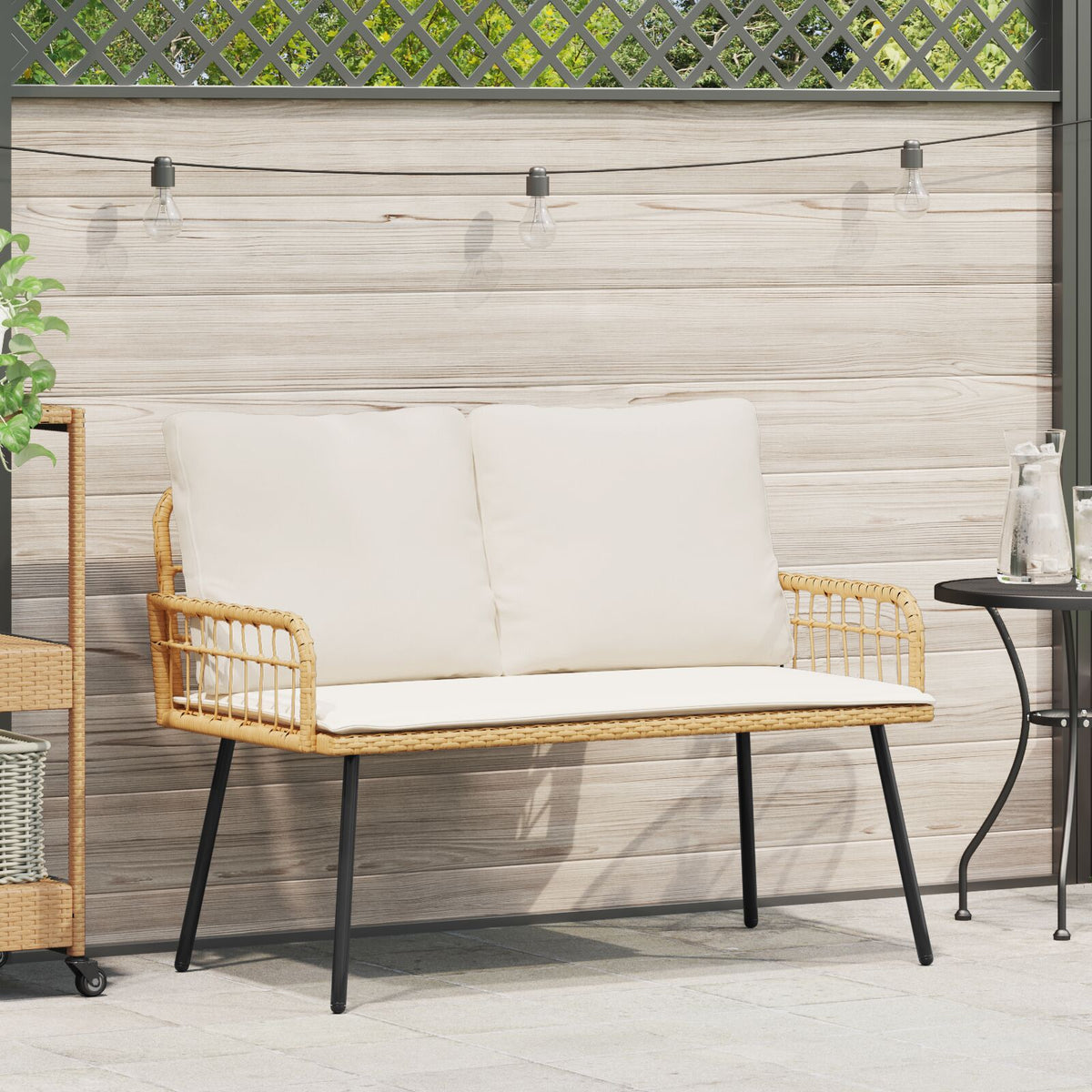 Gartenbank Natur 114x64x78 cm Poly Rattan