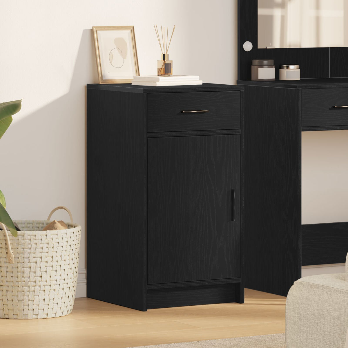 Sideboard Schwarz Eiche 40x41x75 cm Holzwerkstoff