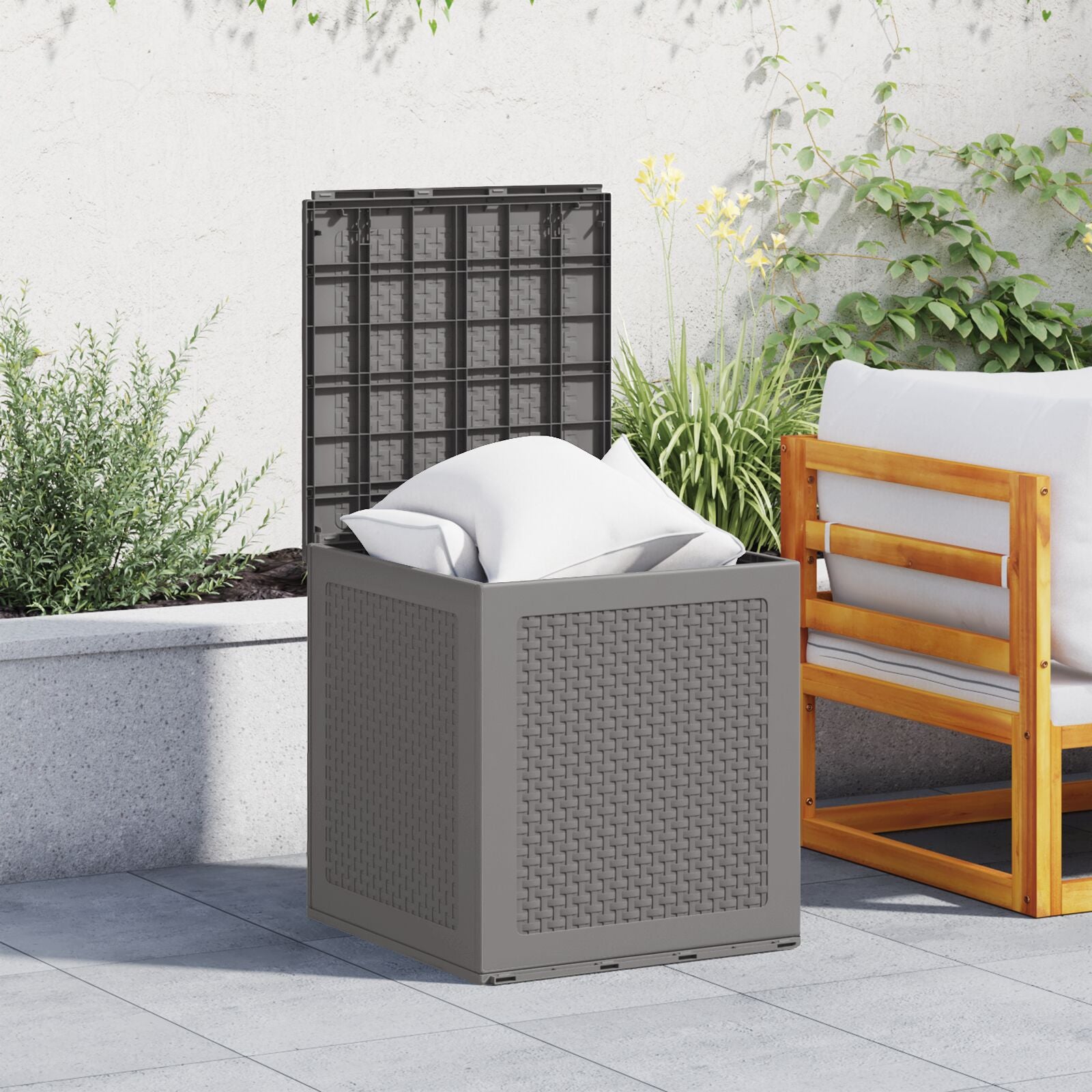 Garten Aufbewahrungsbox Hellgrau 55x53x57 cm PP
