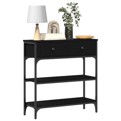 Konsolentisch Schwarz Eiche 72,5x25x75 cm Holzwerkstoff & Stahl