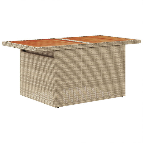 10-teiliges Garten Esszimmer Set mit Kissen Beige Poly Rattan Akazie