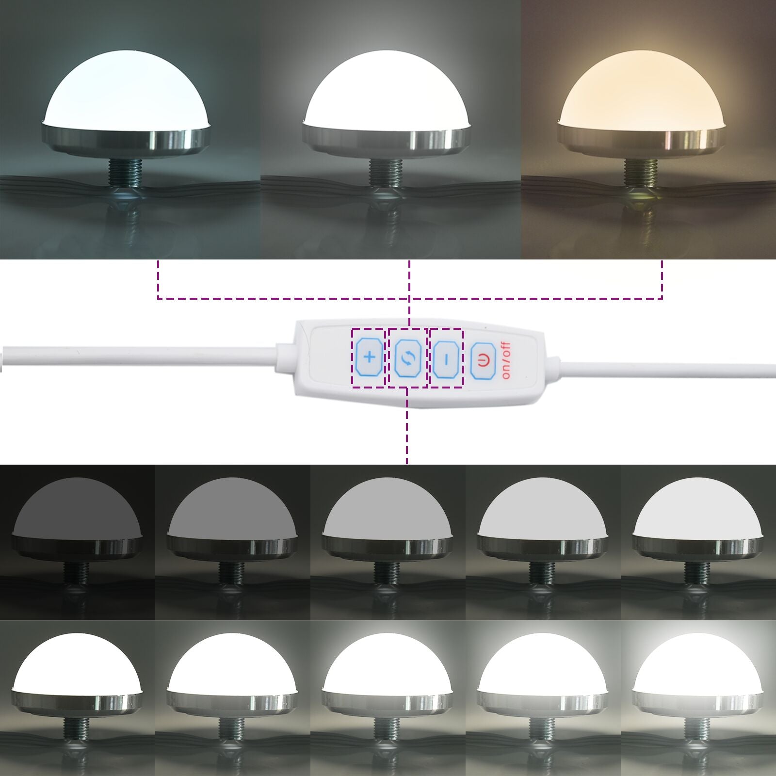 2-teiliges Frisiertisch Set mit LED in Artisan Eiche Holzwerkstoff