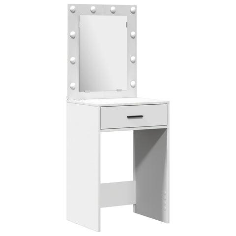 2-teiliges Schminktisch-Set mit LED in Weiß aus MDF