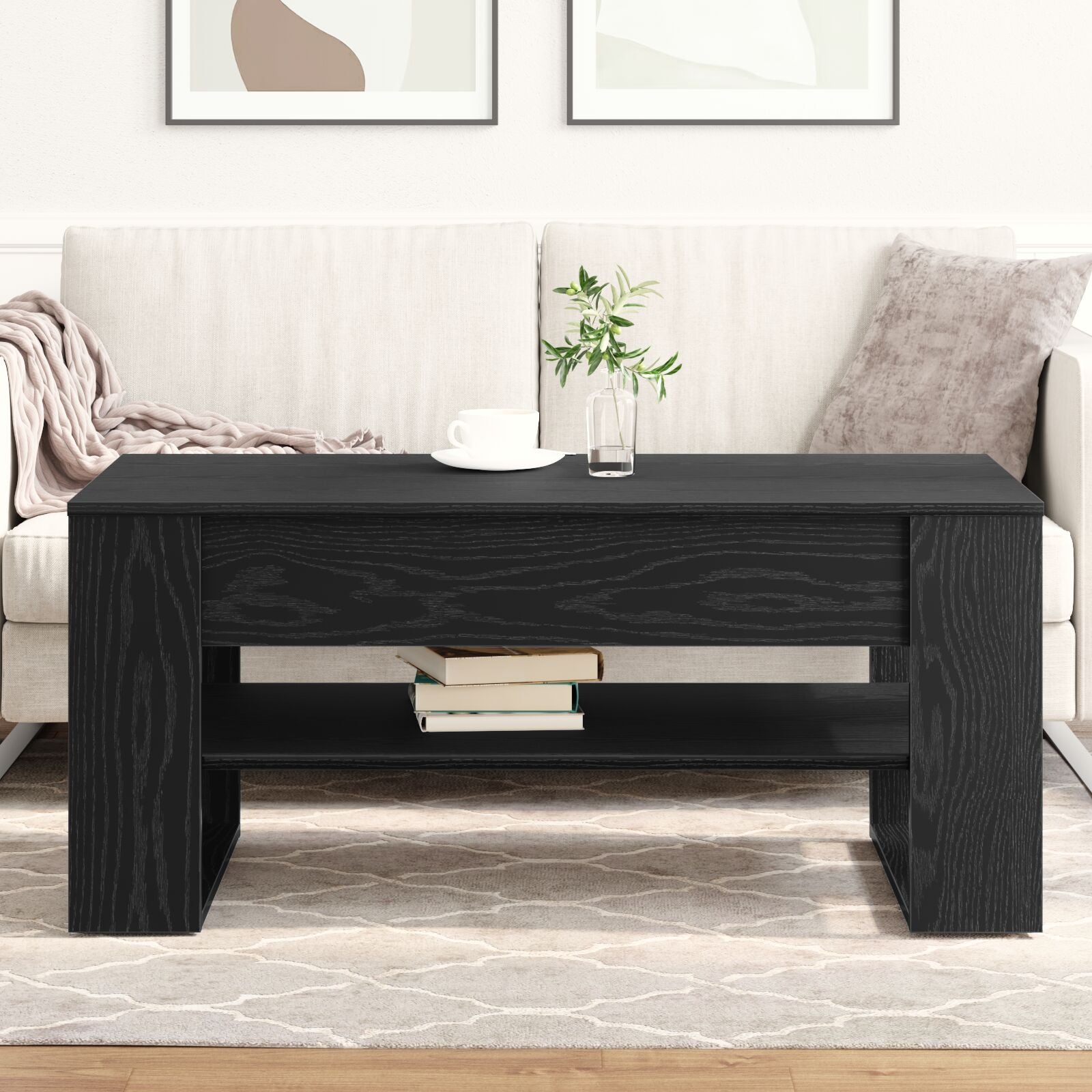 Couchtisch Schwarz Eiche 102x55x45 cm Holzwerkstoff