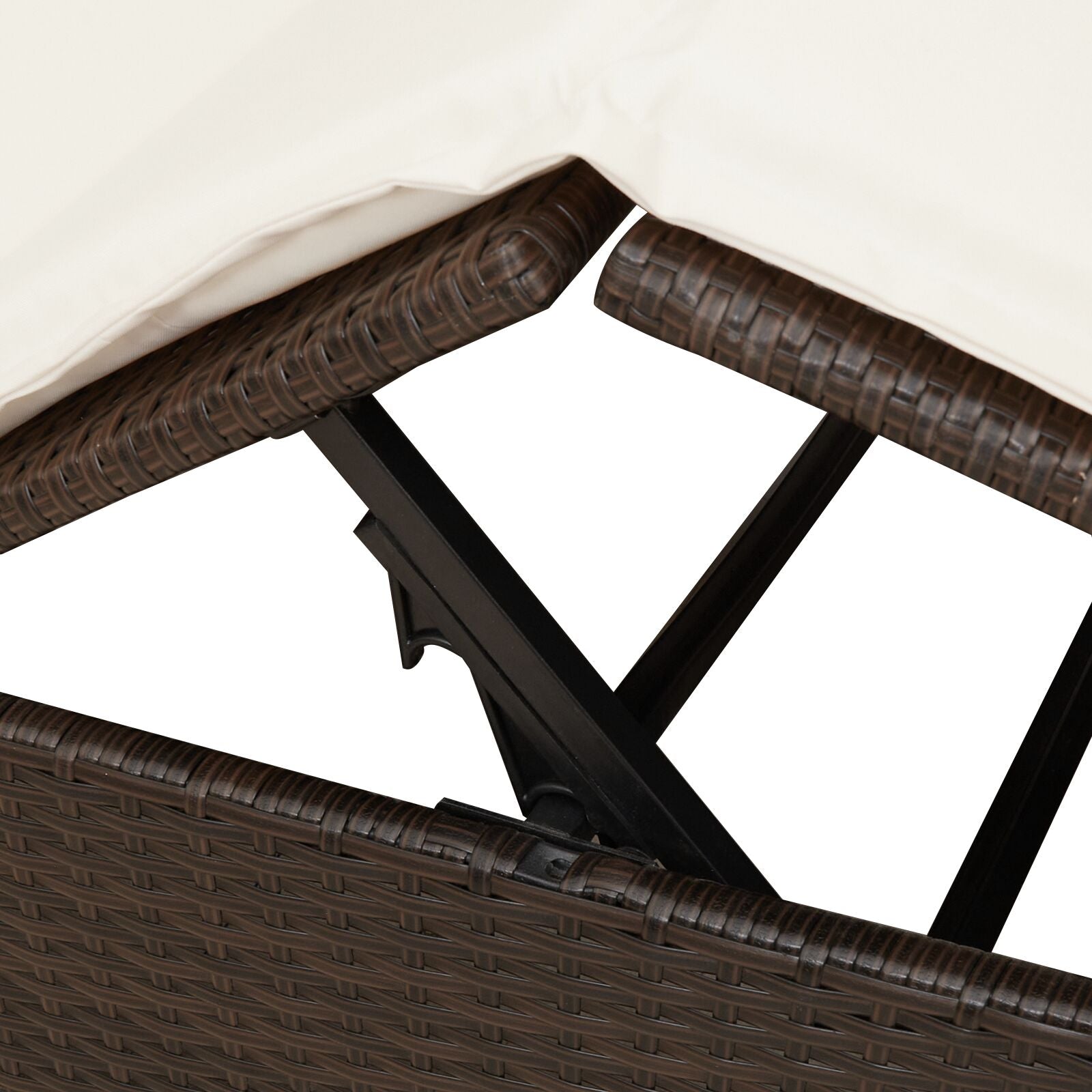Doppelliege mit Dach und Vorhängen Braun Poly Rattan