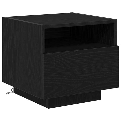 Nachttisch mit LED-Lichtern Schwarz Eiche 40x39x37 cm