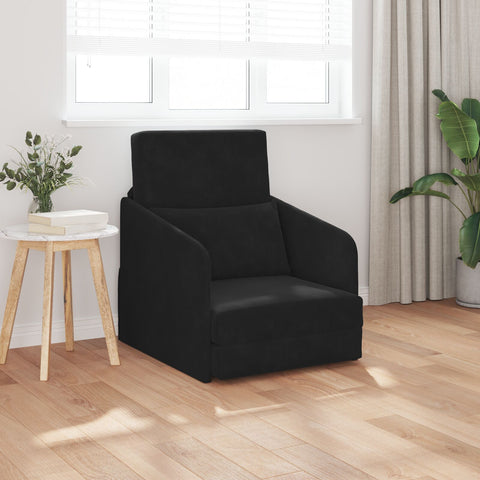 Boden Sofa Bett 2-in-1 Schwarz 65x80x83 cm Samt