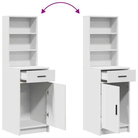 2-teiliges Schminktisch-Set mit LED in Weiß aus MDF