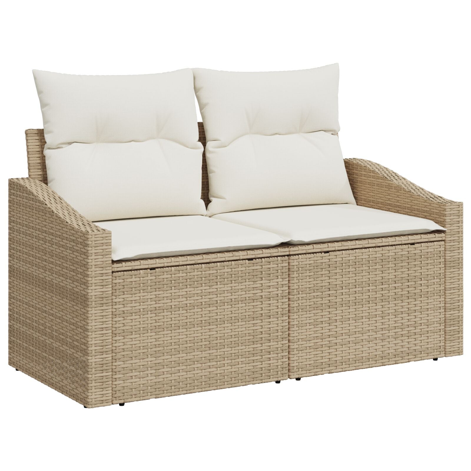 10-teiliges Garten Essset mit Kissen Beige Poly-Rattan Akazie