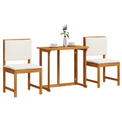 3-teiliges Garten-Bistro-Set mit Kissen aus massiven Akazienholz
