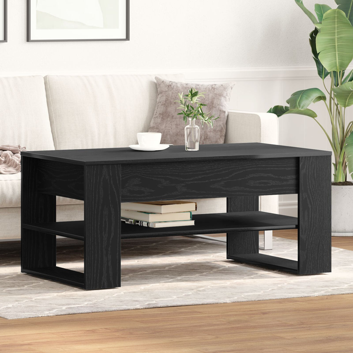 Couchtisch Schwarz Eiche 102x55x45 cm Holzwerkstoff