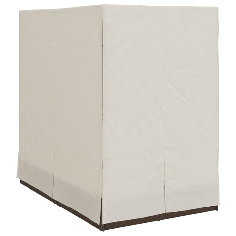 Doppelliege mit Dach und Vorhängen Braun Poly Rattan