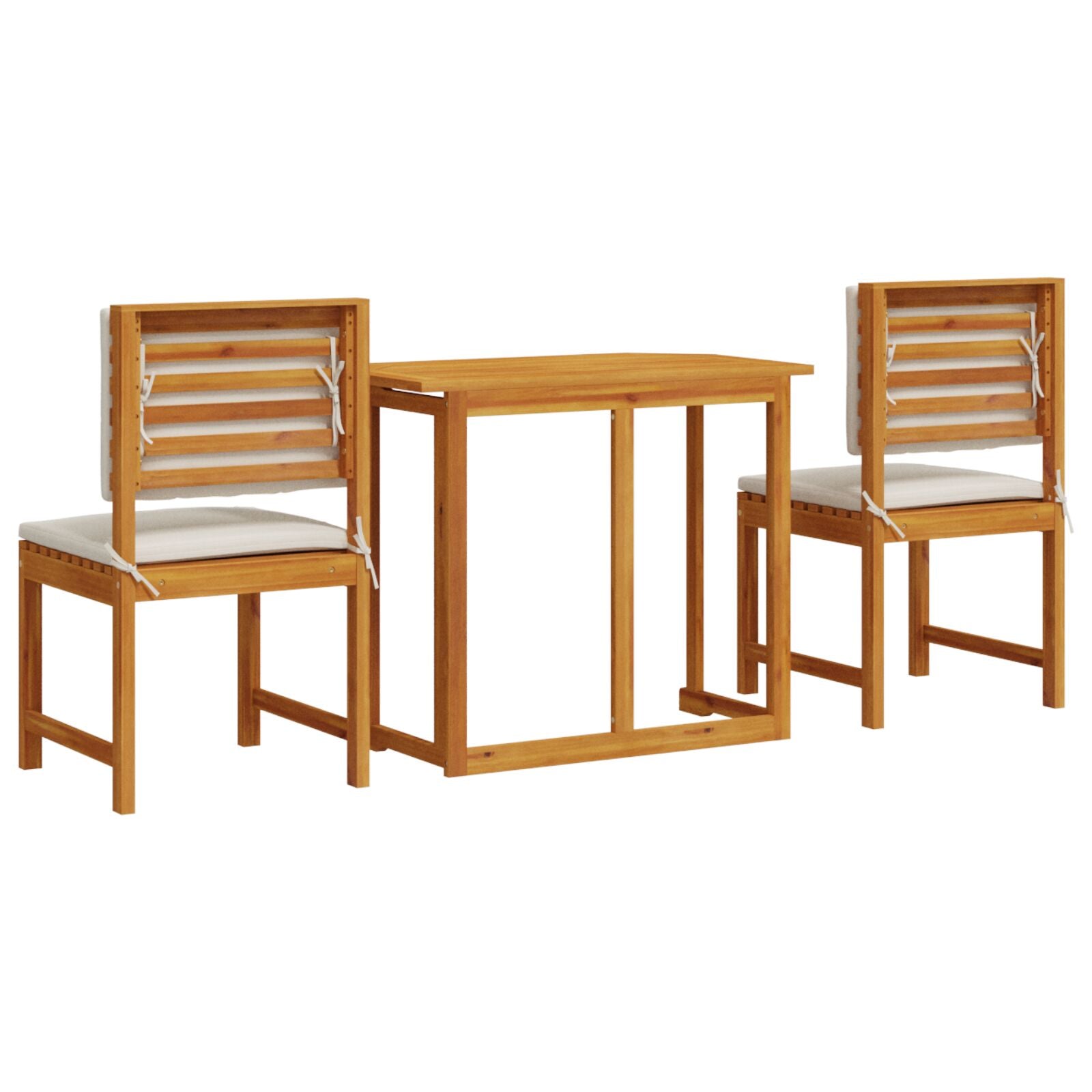 3-teiliges Garten-Bistro-Set mit Kissen aus massiven Akazienholz