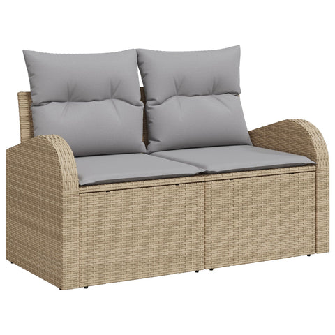 10-teiliges Garten Essgruppe mit Kissen Beige Poly Rattan Akazie