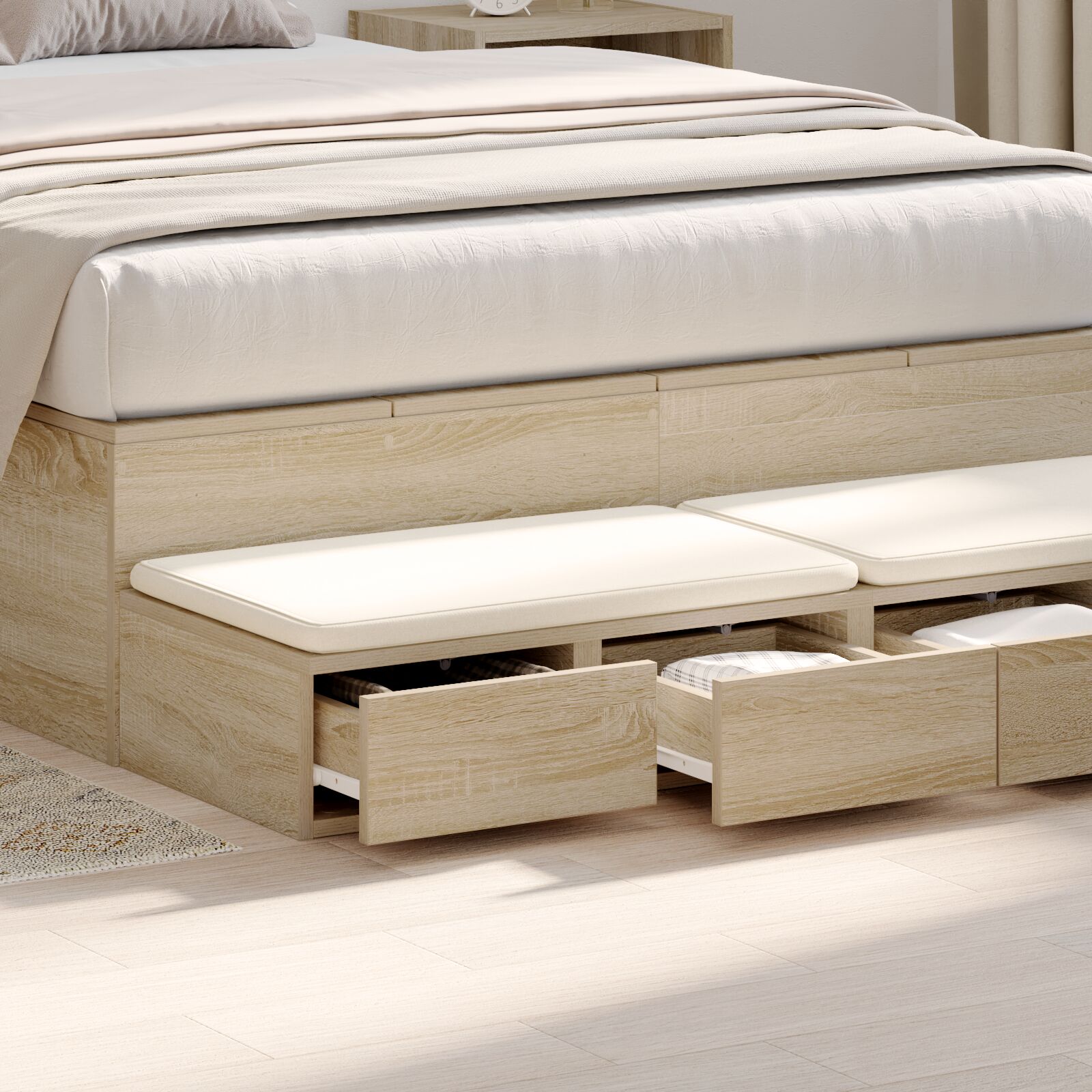 Bett Schubladen Sonoma Eiche 120x36.5x16.5 cm Holzwerkstoff