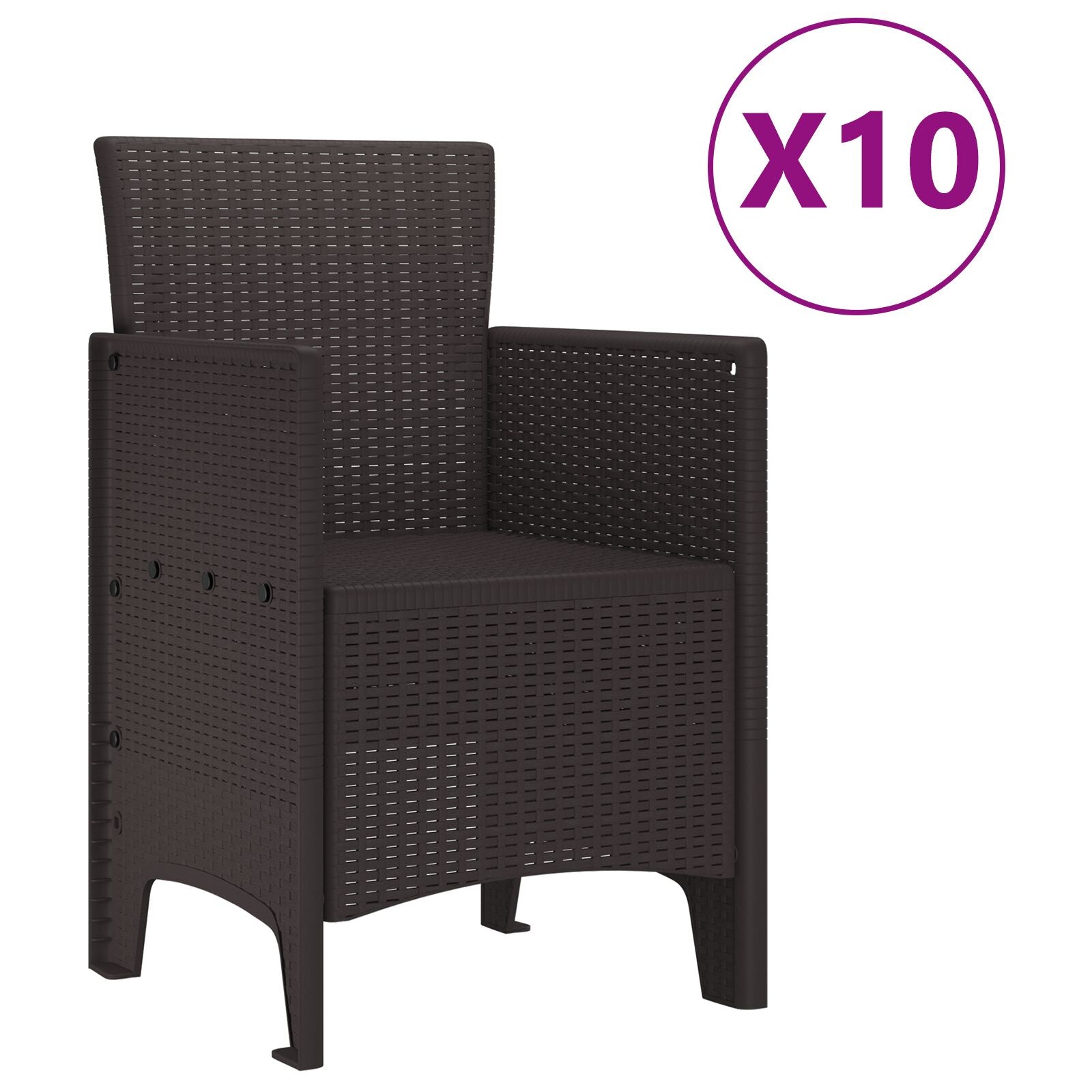 11-teiliges Garten-Ess-Set Brauner Poly Rattan