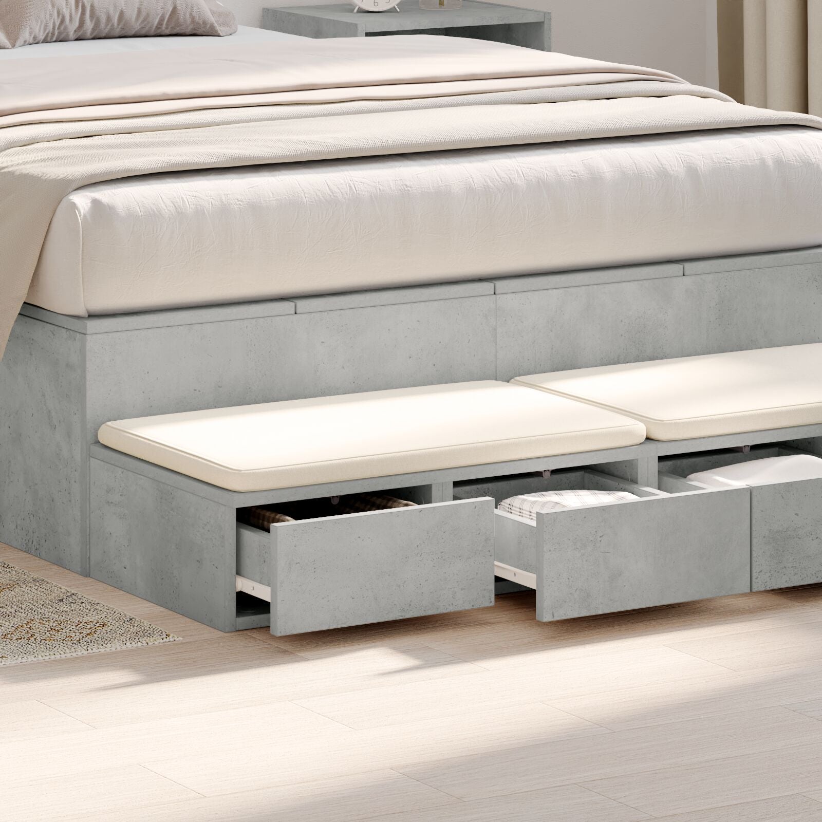 Bett Schubladen Beton Grau 120x36,5x16,5 cm