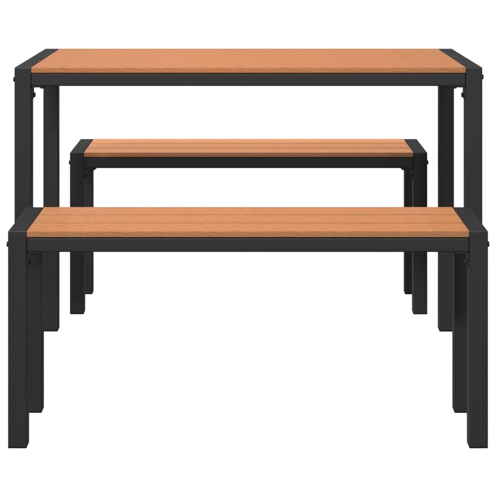 3-teiliges Garten-Esszimmer-Set aus Stahl und WPC Braun