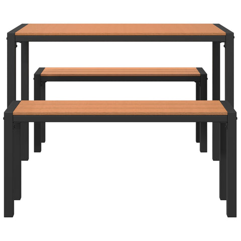 3-teiliges Garten-Esszimmer-Set aus Stahl und WPC Braun
