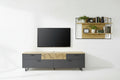 kalb TV Wohnwand Set mit Lowboard und beleuchtetem Wandregal in Eiche Graphit, Made in Germany