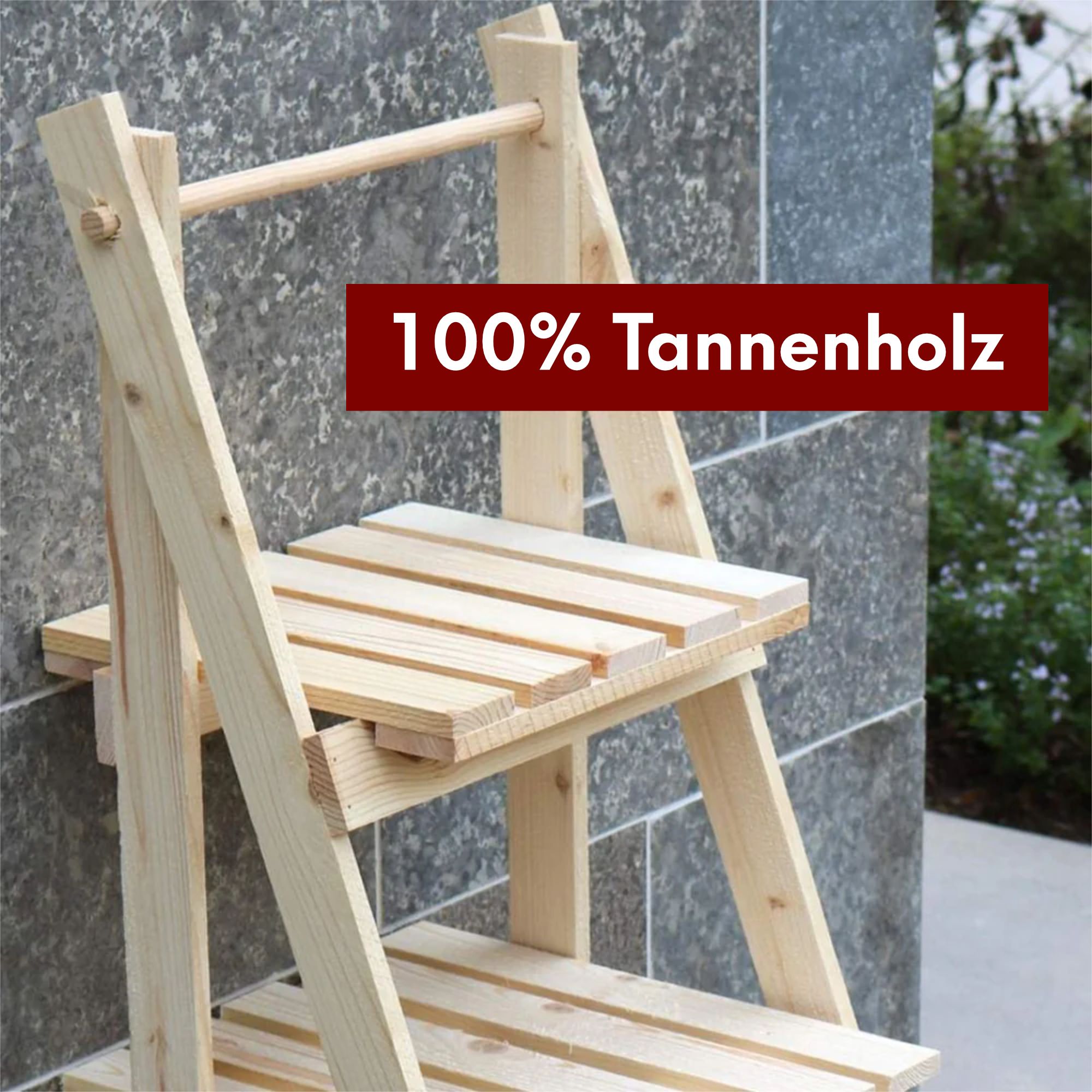 kalb Pflanzleiter Holz, 52,5 x 109 x 35 cm, klappbar & wetterfest, dekorative Blumentreppe, Pflanzenregal für Garten, Balkon & Terrasse, Naturholz