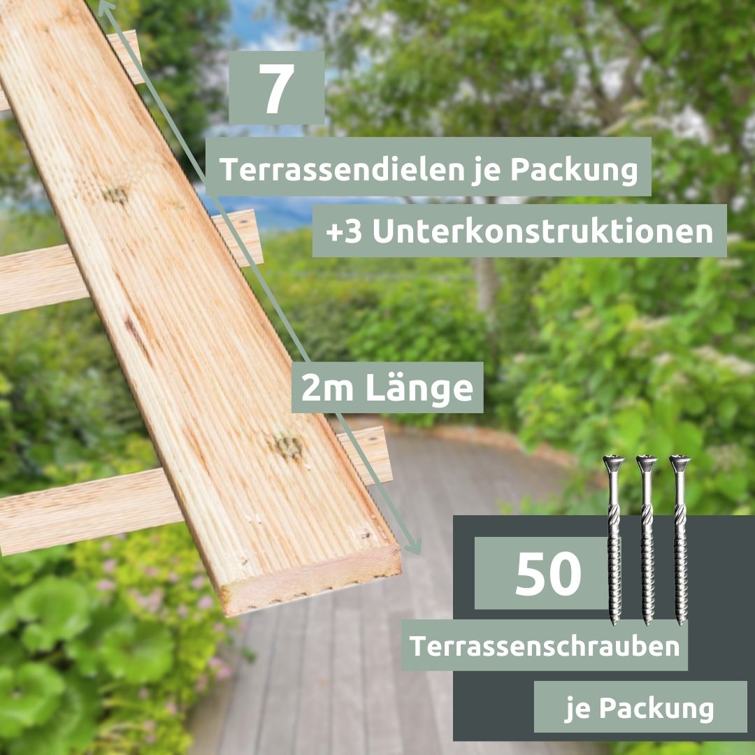 Holz Terrassendielen Lärche inkl. Terrassenschrauben