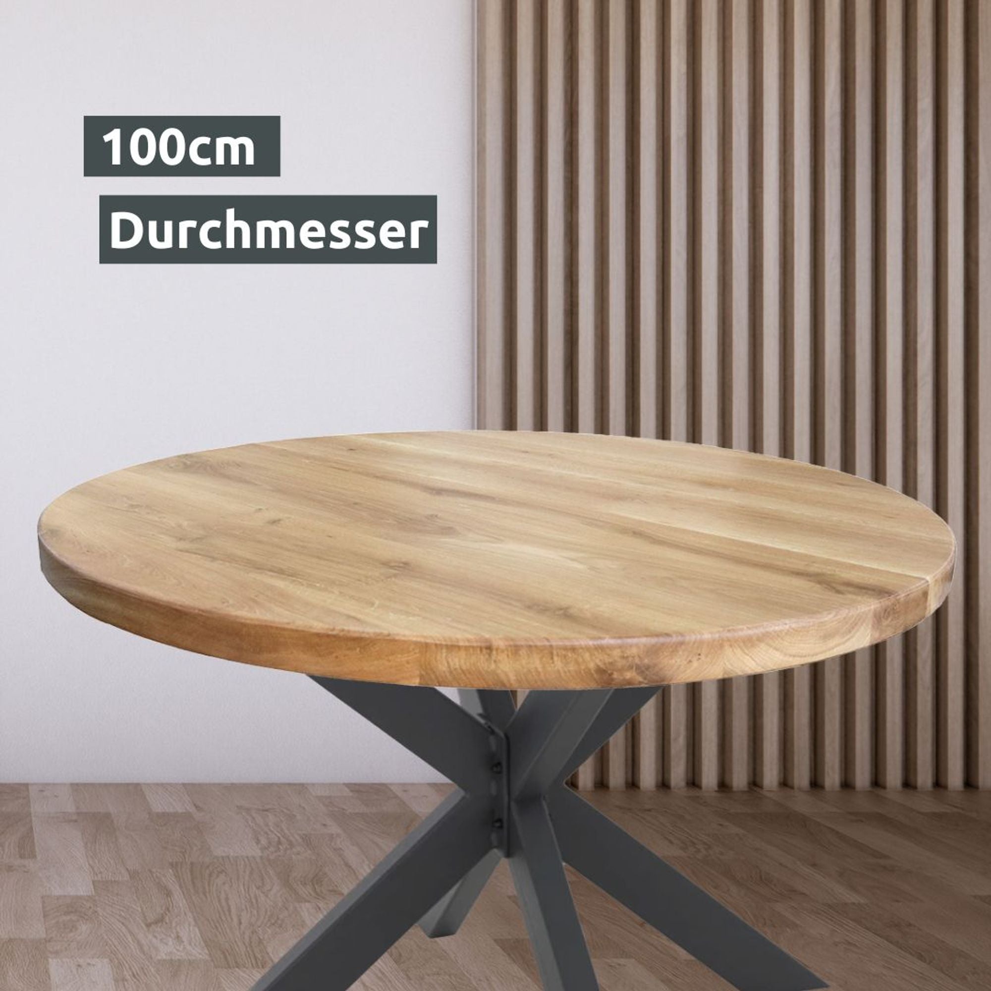 Runde Tischplatte aus massiver Eiche