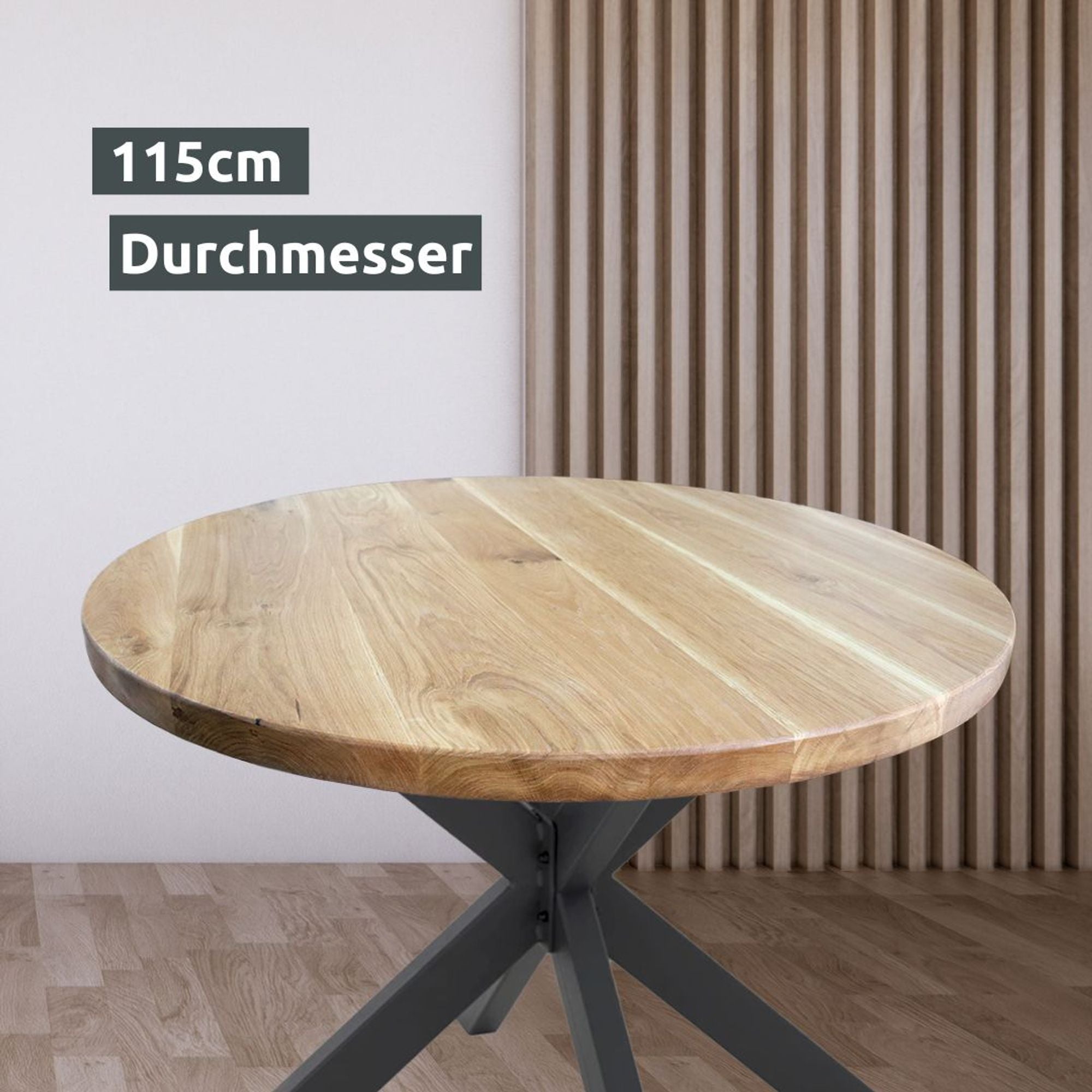 Runde Tischplatte aus massiver Eiche
