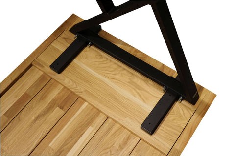 Tisch mit Tischplatte 160 x 80 cm ohne Baumkante aus massiver Eiche mit Aufdopplung am Rand - verschiedene Tischbeine zur Auswahl