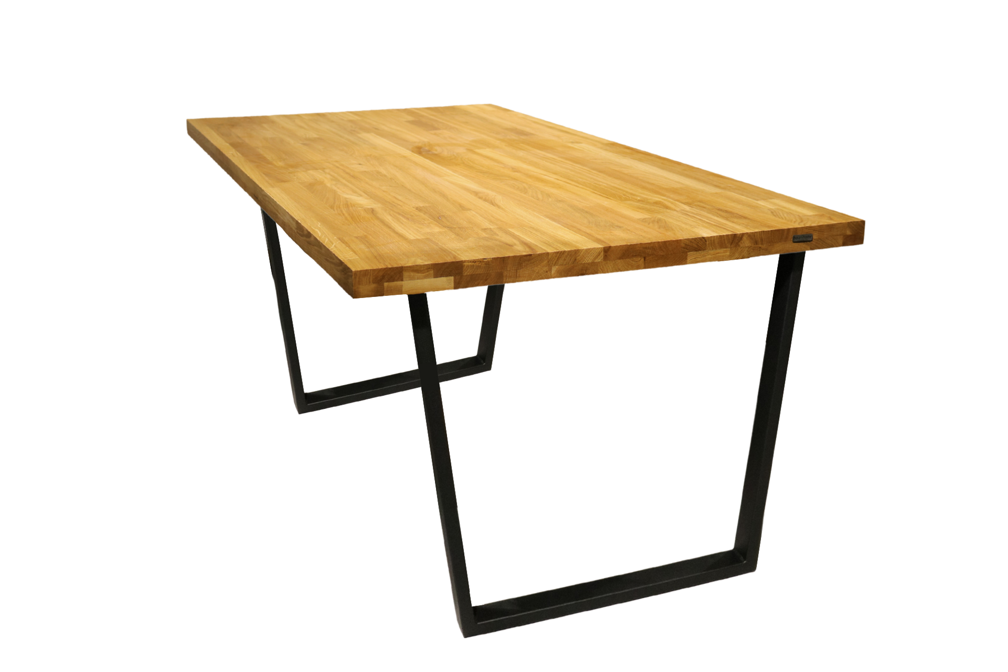 Tisch mit Tischplatte 160 x 80 cm ohne Baumkante aus massiver Eiche mit Aufdopplung am Rand - verschiedene Tischbeine zur Auswahl