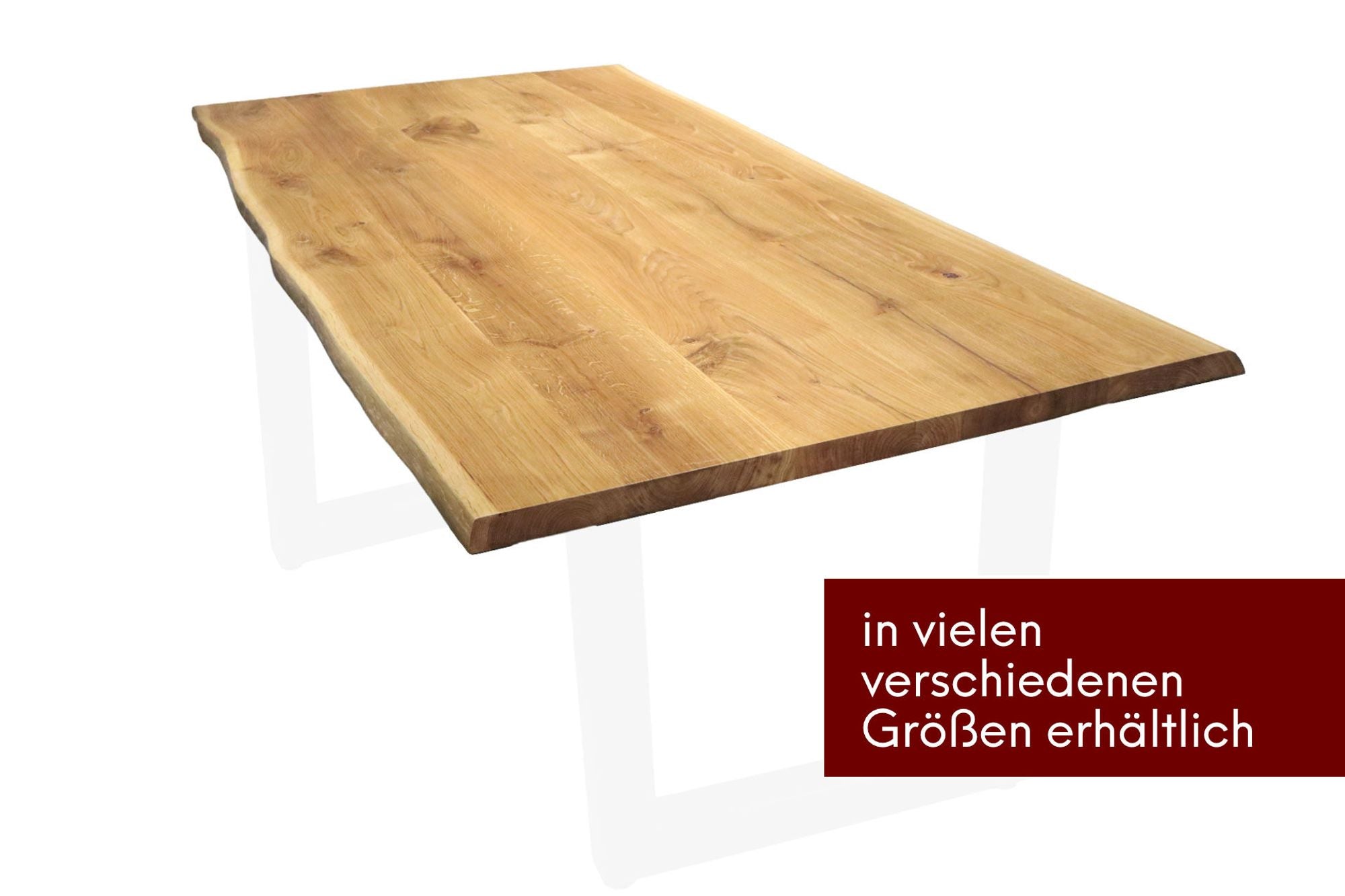 Tischplatte aus massiver Eiche mit Baumkante 4cm Stärke verschiedene Maße