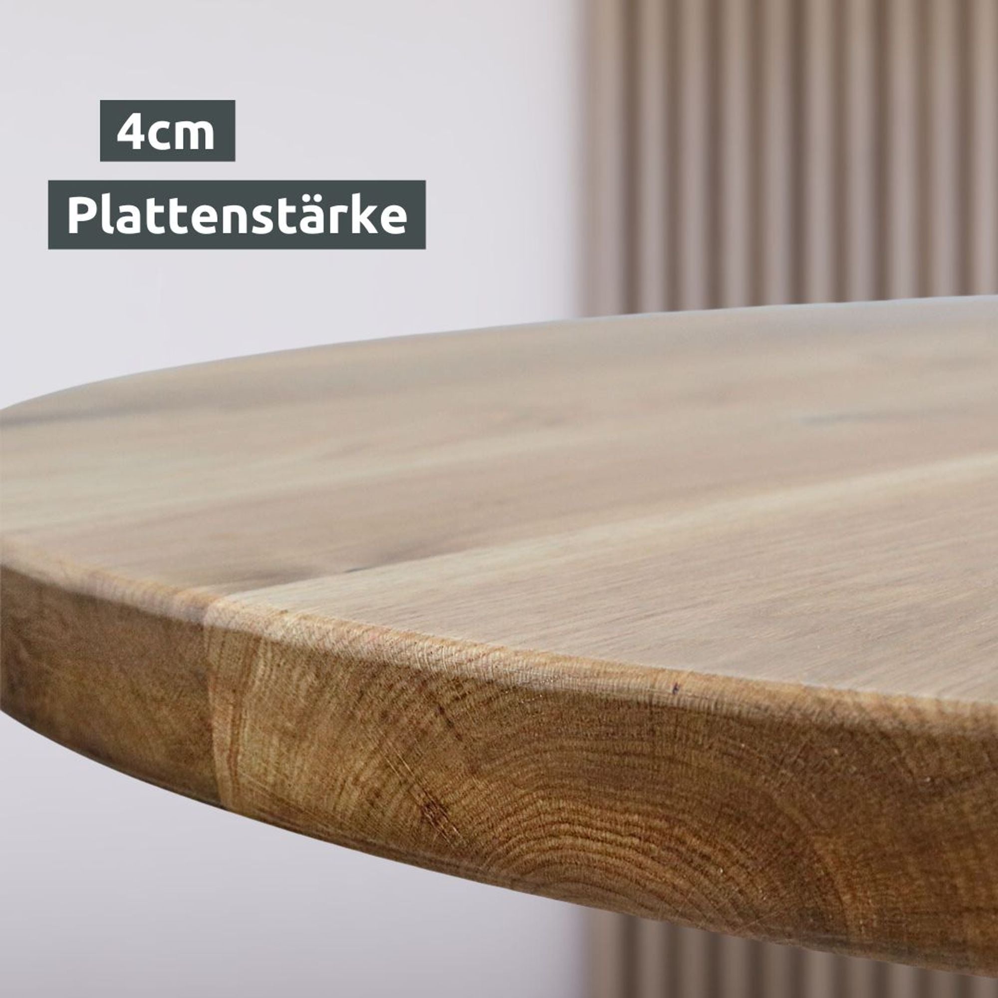 Runde Tischplatte aus massiver Eiche ⌀100 cm