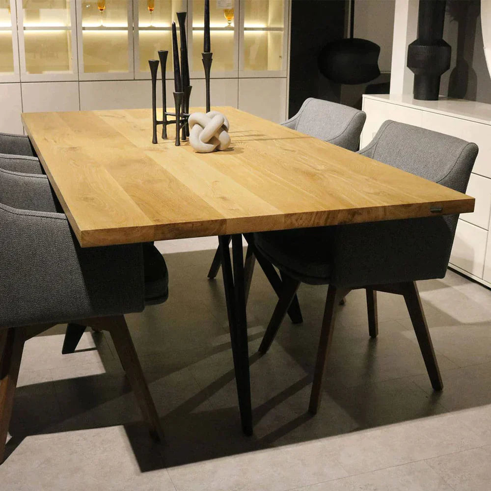 Tischplatte 210cm x 100cm ohne Baumkante aus massiver Eiche