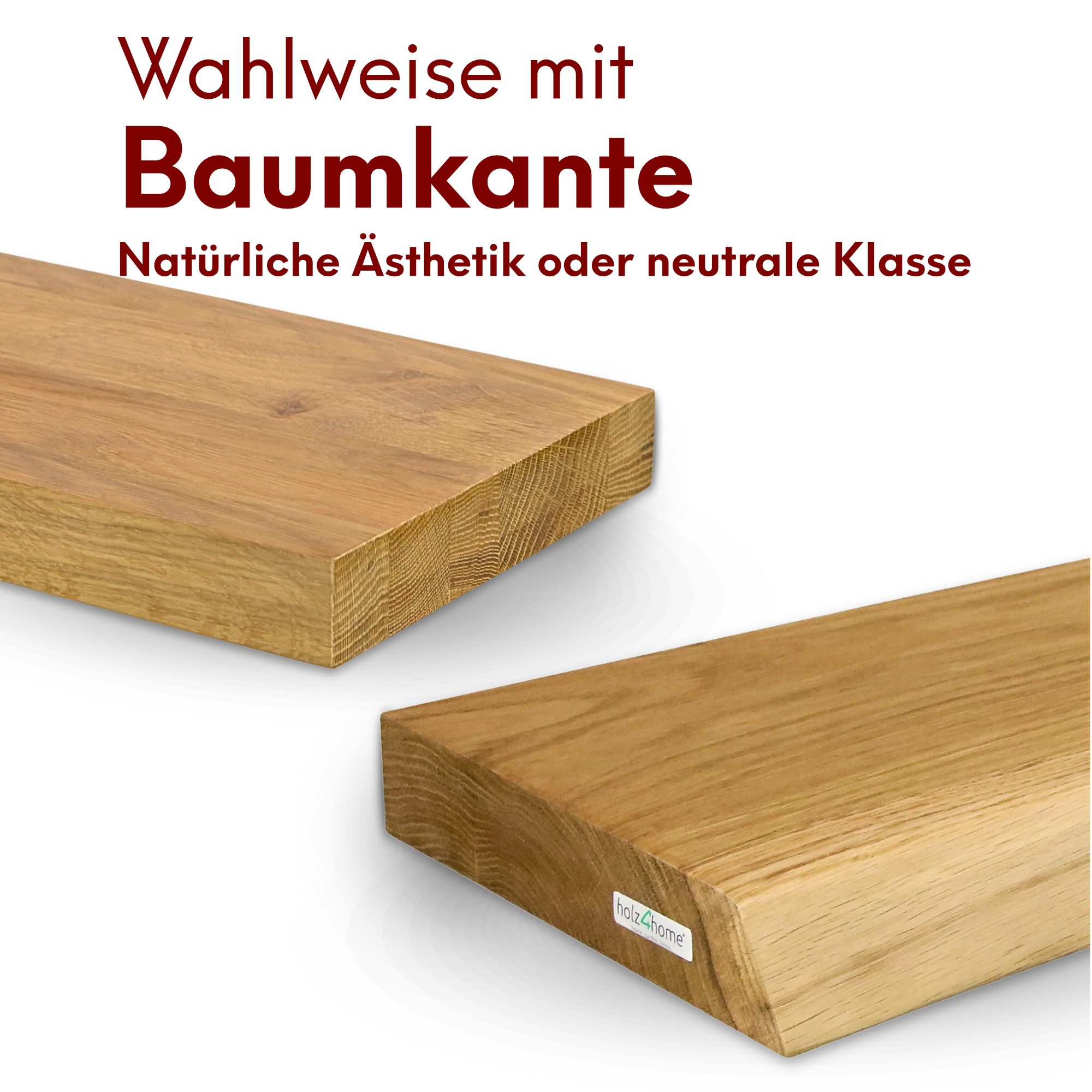 Schwebendes Wandregal aus massiver Eiche – Natur geöltes Massivholz Regal für stilvolle Wanddekoration