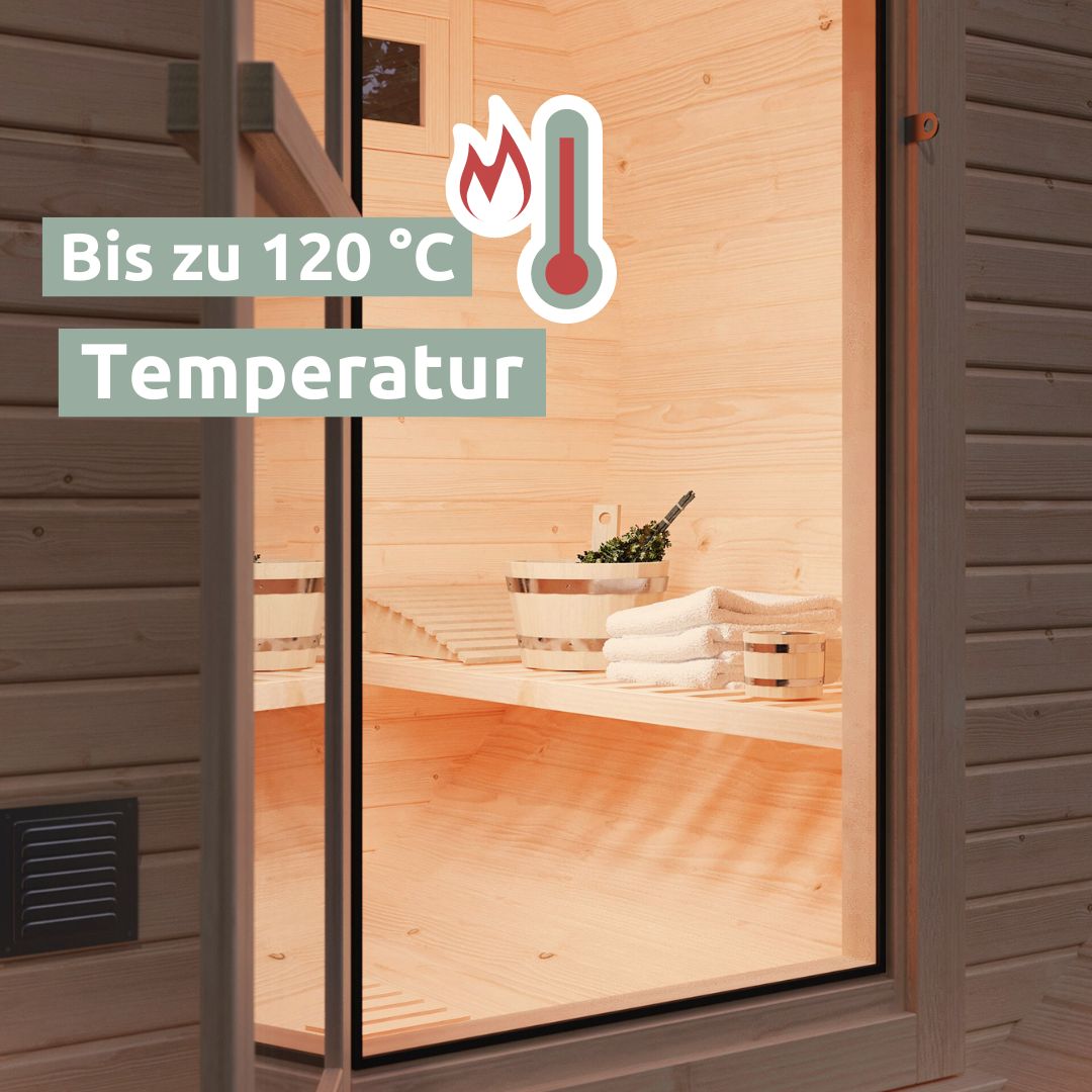 Fasssauna Pini wood Outdoor Sauna inkl. OfenXL - 6 Personen / mit Montage