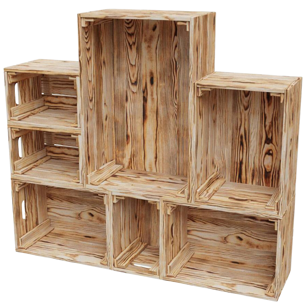 7 tlg. Set Holzkiste | Weinkiste zum DekorierenNatur