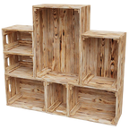 7 tlg. Set Holzkiste | Weinkiste zum DekorierenGeflammt
