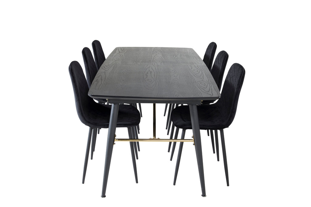 gr19448__1 Gold Rechteckiger Esstisch Set Rechteckiges Essgruppen Set Table: 76x180x85 Chair: 52x86x44
