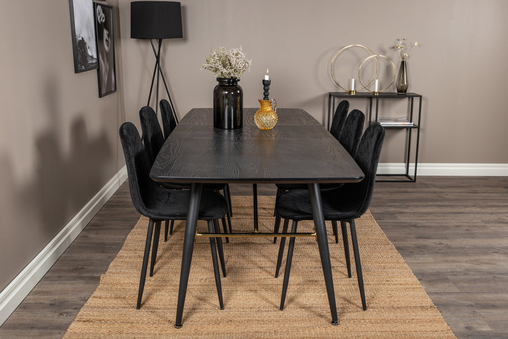 gr19448__10 Gold Rechteckiger Esstisch Set Rechteckiges Essgruppen Set