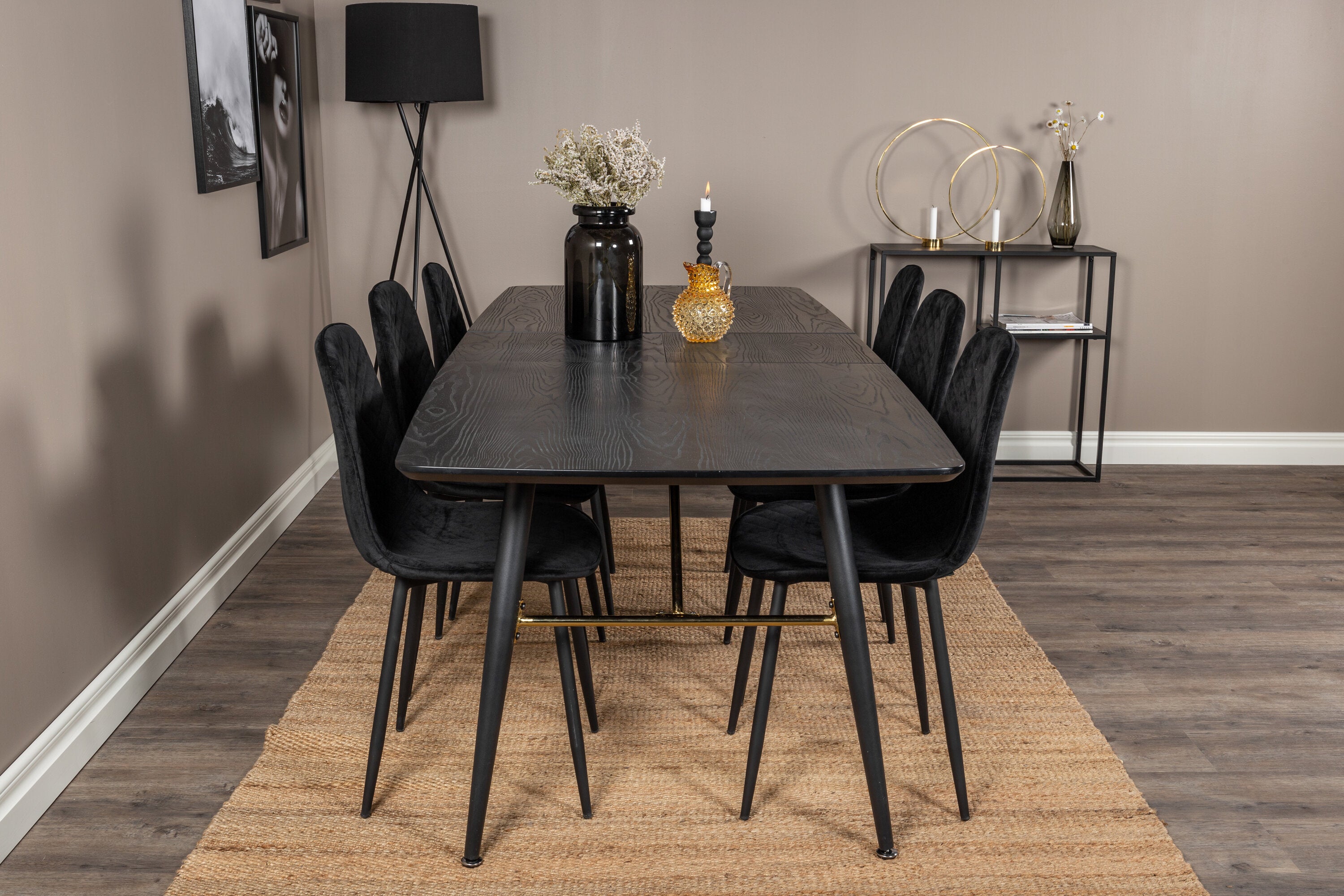 gr19448__10 Gold Rechteckiger Esstisch Set Rechteckiges Essgruppen Set