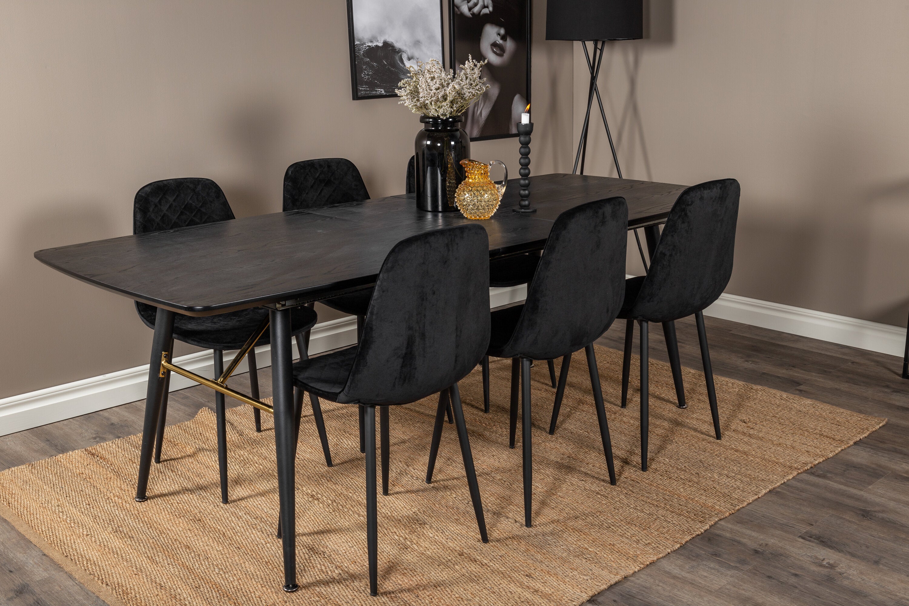 gr19448__11 Gold Rechteckiger Esstisch Set Rechteckiges Essgruppen Set