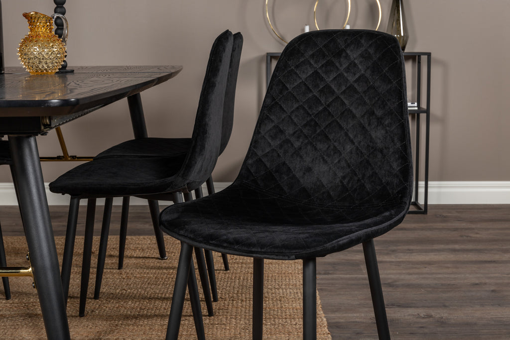 gr19448__12 Gold Rechteckiger Esstisch Set Rechteckiges Essgruppen Set