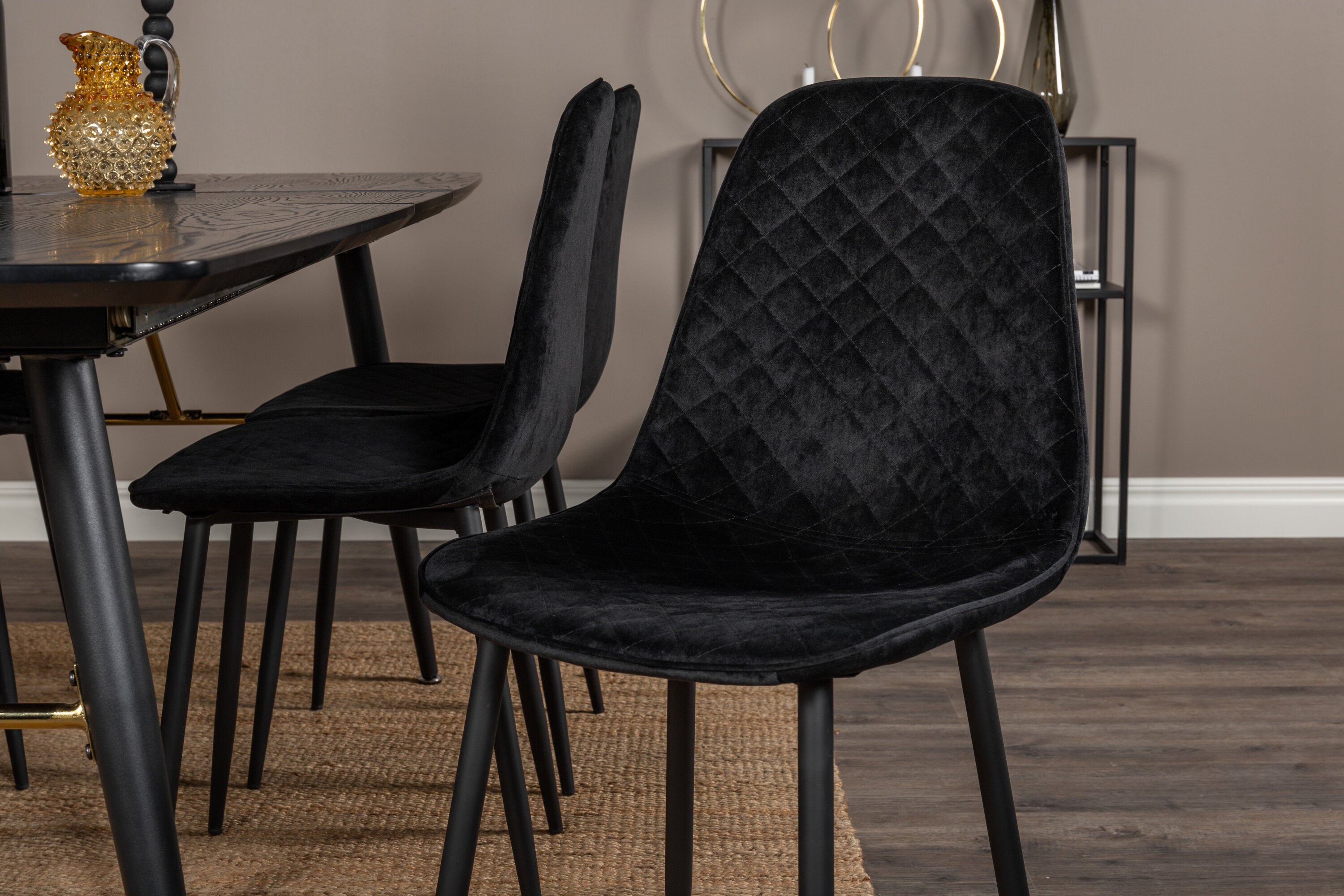 gr19448__12 Gold Rechteckiger Esstisch Set Rechteckiges Essgruppen Set